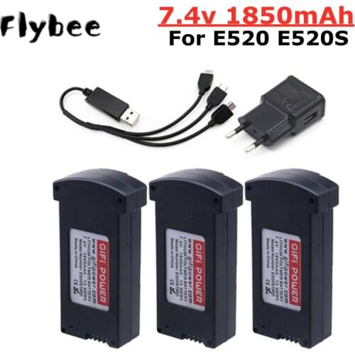 7.4V 1850MAH LiPo Battery For E520 E520S RC Quadcopter Spare Parts 7.4V Drones Battery with Charger For E520 E520S