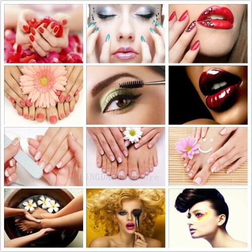 5D DIY Diamond Painting Beauty Makeup SPA Hairdresser Manicure Nordic Diamond Mosaic Art Embroidery Cross Stitch Kits Home Decor