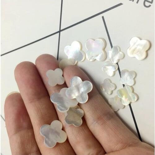 Natural Shell Loose Beads Four Leaf Clover White AB Color 8/10/12/14/16mm size for selection DIY jewelry accessories 5PCS