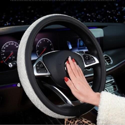 JOORMOM 38cm car steering wheel with diamond holster Fashion Men girls car steering wheel cover Car Interior Accessories