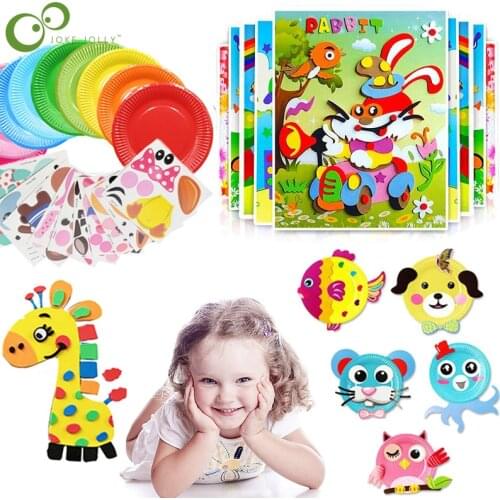 Children 3D DIY Handmade Toys Paper Plate Sticker Material EVA Sticker Kids Kindergarten Art Craft Educational Toys Gift WYW