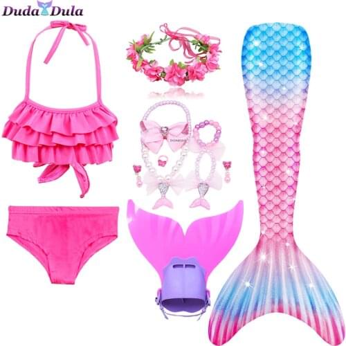 Bathing Suit 2021 Children Swimsuit Mermaid Tail with Monofin for Swimming Mermaid Dress Toddler Birthday Holiday Party Costume