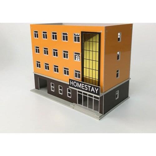 DIY 1/150 N Scale Orange B&B Hotel Universal Model Train Construction Sand Table Scene Plastic Assembly Building Kit