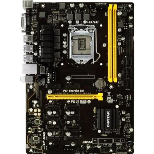 For BIOSTAR TB250-BTC PRO 12PCIE Can 12 Video Card Mining Motherboard For BTC ETH ZEC ETC XMR Mining TB250 DDR4(H81 H61 BTC PRO)