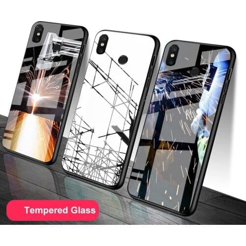 Hot Metal Worker Tempered Glass Phone Case For Redmi Note 5 6 7 8 9 Pro Note8T Note9S Redmi8 9 Cover Shell