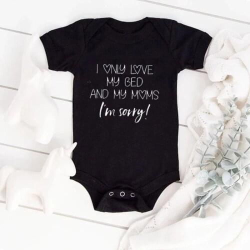 I Only Love My Bed and My Moms Summer Newborn Baby Boys Girls Short Sleeve Infant Jumpsuit Cute Baby Clothes One Piece Outfits