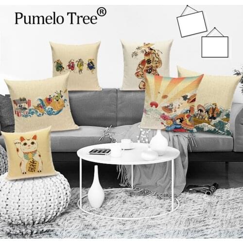 Japan Style Creative Cushion Cover Sea Wave Decorative Sofa Throw Pillow Case Anime Car Chair Home Decor Almofadas Cojines Cases