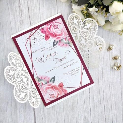 50X Ivory Lace Wedding Invitation Personalized Printing Laser Cut Greeting Cards For Bridal Shower Anniversary Party
