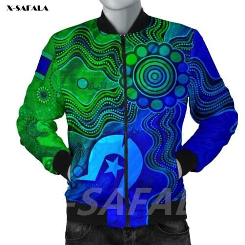 Australia Torres Strait Islands Flag 3D Printed Bomber Thick Jacket Man Female Outwear Baseball Flight Pilot Jacket Zipper Coat