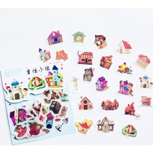 1 Pack (40 pcs stickers) Fairy Town Houses Decorative Dairy Notebook Stickers Hand Account Decoration