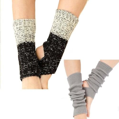 1 Pair Women Girls Gym Fitness Socks Mix Color Latin Dance Knitted Leg Warmers Crochet Boot for Pilates Indoor Exercises