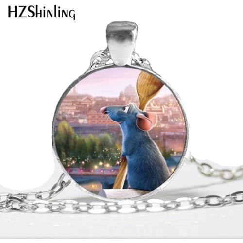 NS-00621 New Fashion Ratatouille Pendant Little Chef Remy Necklace Glass Photo Cabochon Necklace HZ1