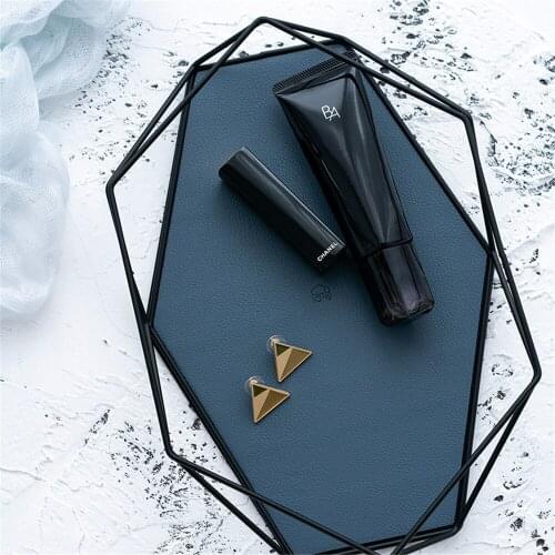 Scandinavian Storage Tray Morandi Color Porch Key Organizer Tray PU Leather Jewelry Display Tray Desktop Ornament