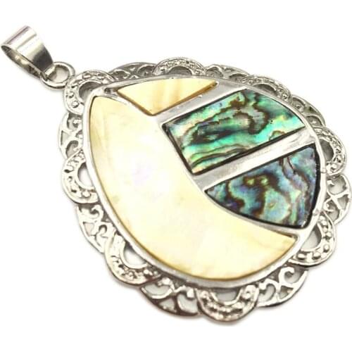 Dangle Shape Pendant Natural Abalone Mother of Pearl Shell Mosaic Paua Pendants for Jewelry Making Accessories 33x43mm A132
