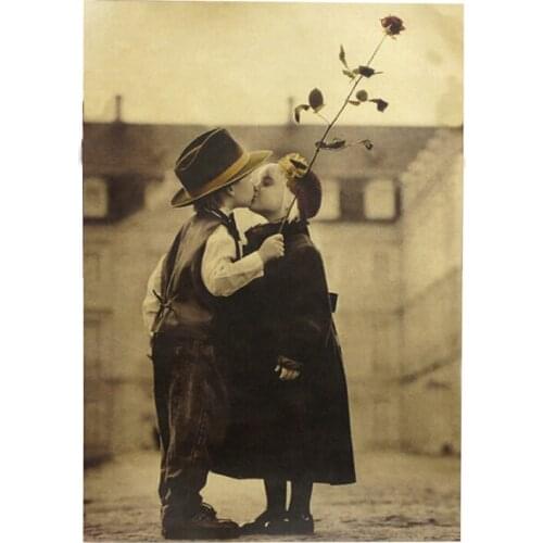 Happy Childhood Kraft Retro Paper Poster Interior Wall Decoration Painting For Interior Bar Cafe 51.5x36cm