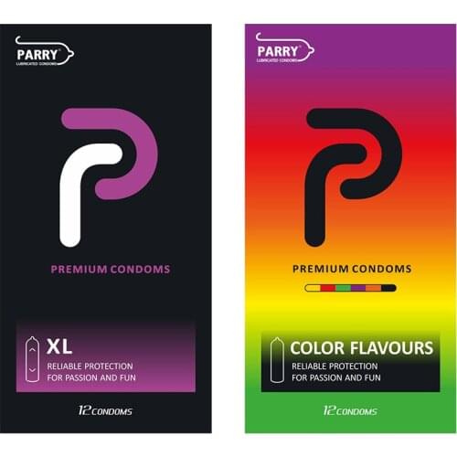 PARRY CONDOMS Skin-friendly And Moisturizing Extended Version XL Natural Latex Condoms And 6 Color Fruit Fragrance Condoms
