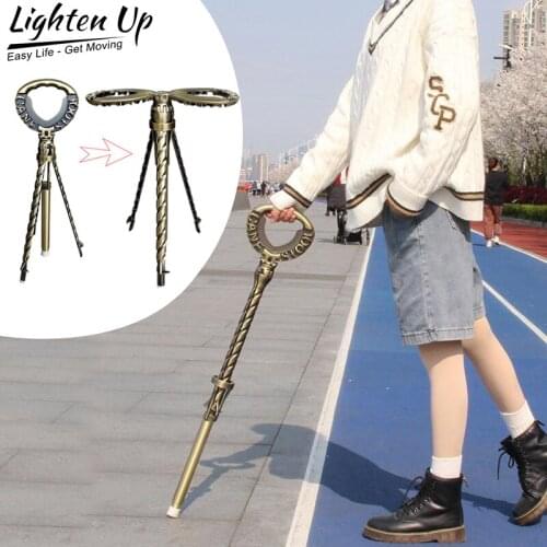 Adjustable Aluminum Alloy Outdoor Camping Cane Stool Telescopic Trekking Walking Crutch Chair