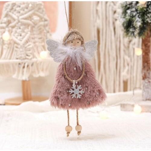 Christmas 2021 Hanging Pendant Cute Delicate Fabric Cartoon Angle Girl Plush Doll Toy Ornament for Bedroom Happy New Year