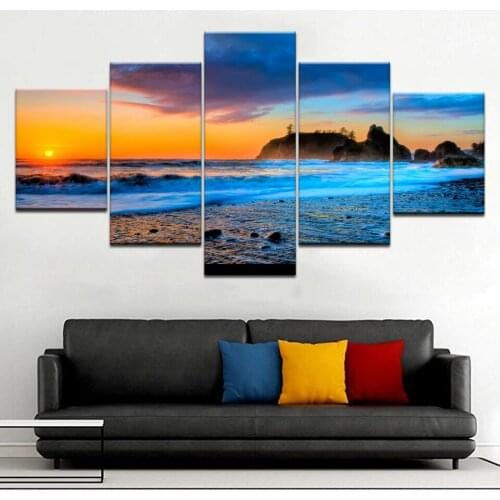 Ruby Beach sunset seascape 5 Panel HD Print wall posters Canvas Art Painting For home living room decoration