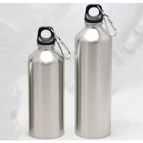 Silver 750ML/500ML Water Bottles Stainless Steel Double Vacuum Insulated Bottle Sport Drinking Water Bottles with Lid Rope