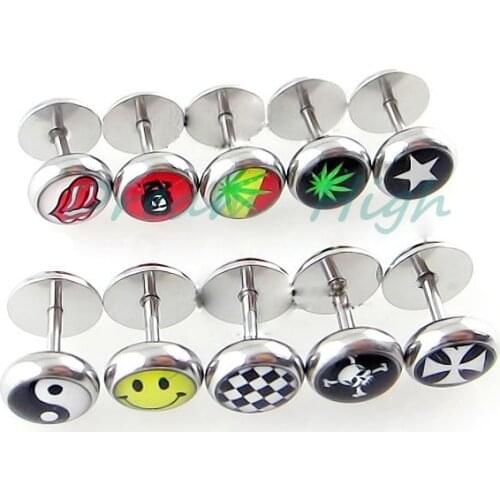 Oil Design Earring Stud Ear Nail Body Piercing Jewelry Barbell For Women Girl Mix Style 1.2mm Ear Stud Free Shipping