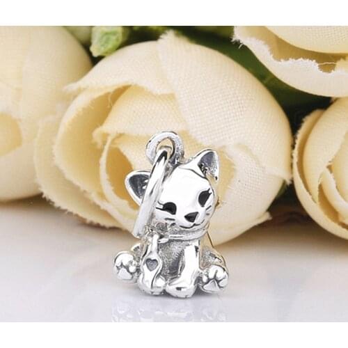 Authentic 925 Sterling Silver Sweet Cat Dangle pandora Charms Fit Original Bracelet For Women DIY Jewelry S925 Beads