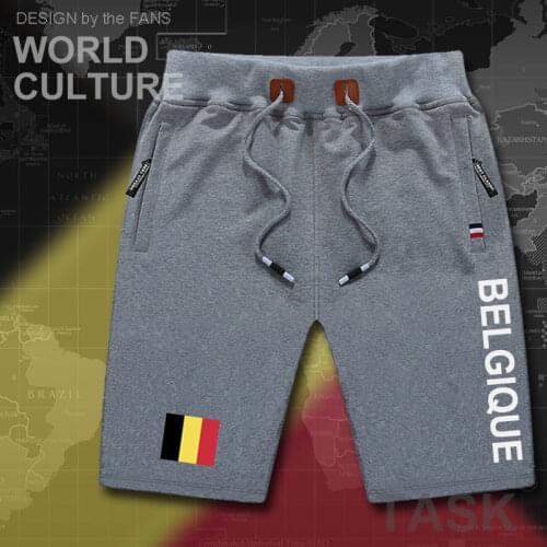Belgium mens shorts beach new mens board shorts flag workout zipper pocket sweat bodybuilding 2017 cotton brand Belgique BEL