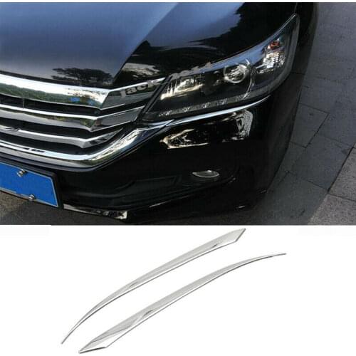 Steel Front Headlight Lamp Cover Trim Bezel Eyebrow Strip for Honda Accord 2014-2015