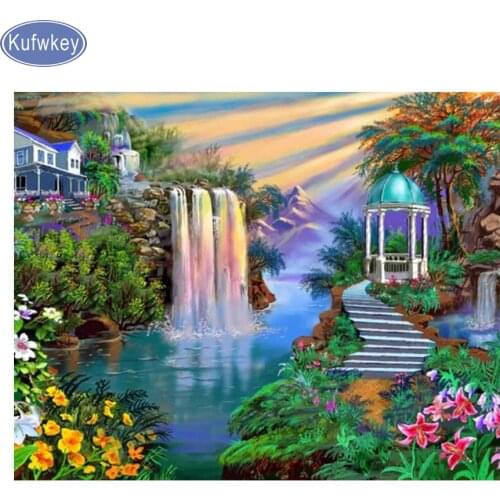 Wedding decoration,5d diy diamond painting Cross Stitch kits full square Diamond Embroidery"Landscape/Waterfall"mosaic Crafts