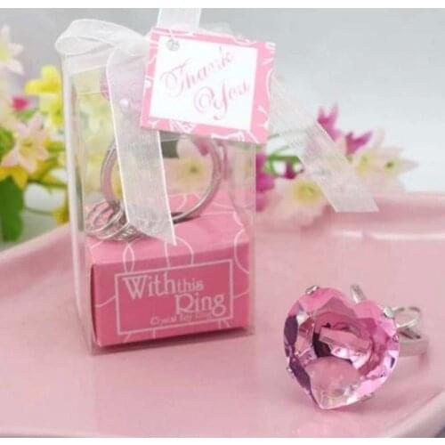 Wedding favor Sparkling Crystal Heart Diamond Shape Ring Keyring Chain Key Buckle Xmas Bridal Shower Valentines Day Gift