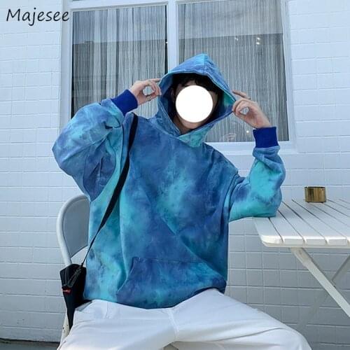 Hoodies Men Tie-dye Hooded Sweatshirts Couple Baggy Harajuku Ins Fall High Street Collage Student Streetwear Vintage Hoodie Man