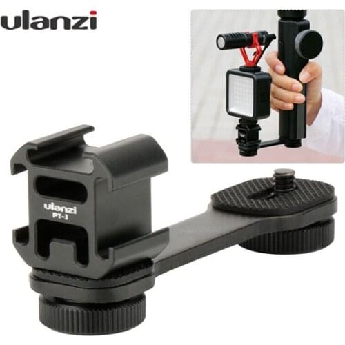 Ulanzi Bracket Stand Mount Clip Adapter with 3 Cold Shoe for Light or Microphone For Smooth 4 Q Osmo mobile 2 Vimble 2 Gimbal