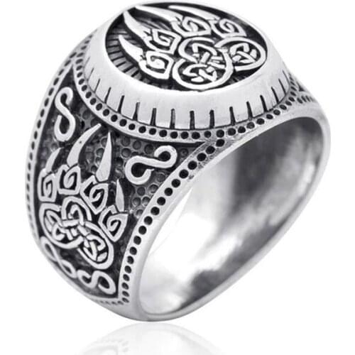 Viking bear claw ring fashion accessories Nordic Irish knot bear claw personality men and women round ring viking jewelry