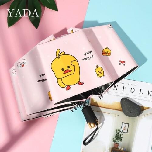 YADA Fashion 3-Folding Lovely Duck Pattern Umbrella Women Kid UV Rainproof Cartoons Umbrella Parasol Rain Sun Umbrellas YD200139
