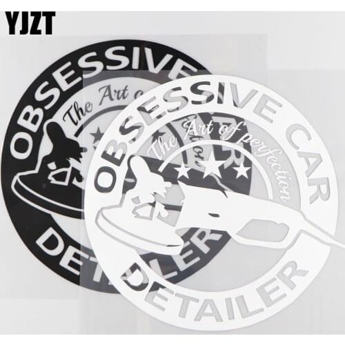 YJZT 22.3CM*21.5CM Obsessive Car Detailer Vinyl Decal Jdm Car Sticker Creative Decor Black/Silver 4A-0151