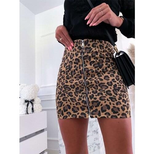 High Waist Zipper Women Skirts New Fashion Leopard Pattern Casual Pencil Mini Bottoms Elegant Office Lady Slim Short Skirt Femme