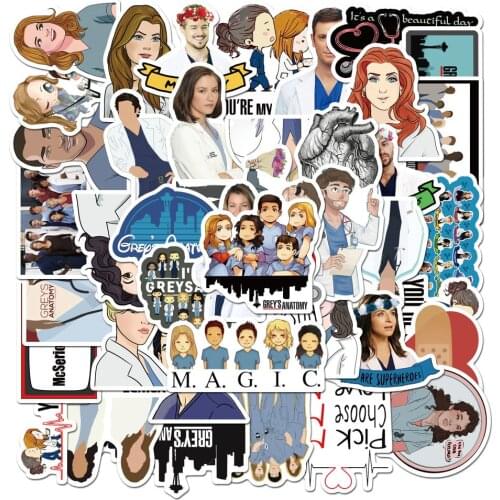 10/30/50Pcs/Set TV Show Greys Anatomy Funny PVC Scrapbooking For Luggage Laptop Phone Decals DIY Album Stickers Doctors Gifts
