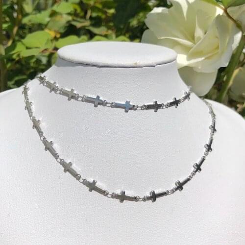 European and American Cross-Border Ornament Hip-hop Metal Cross Chain Necklace Personality