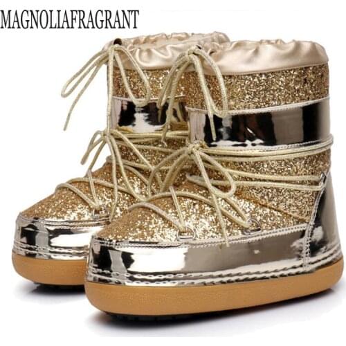 2018 new Snow boots winter ankle boots women shoes Safety shoes fashion heels winter boots fashion shoes Sequined space boots 8