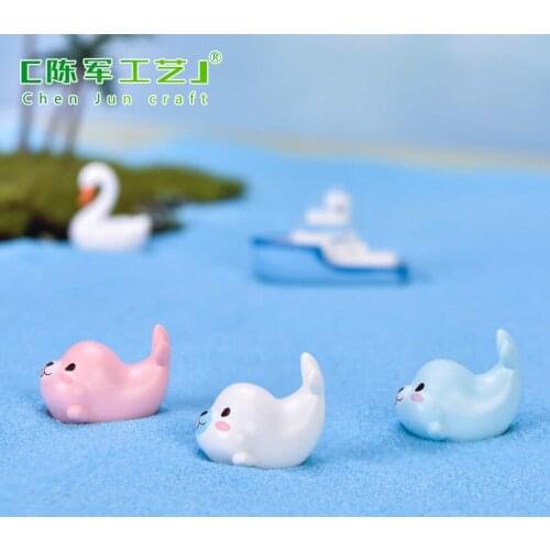 1pc Cute Seal Animals Miniatures Figurines Mini Craft Figurine Plant Pot Garden Ornament Miniature Fairy Garden Decor DIY