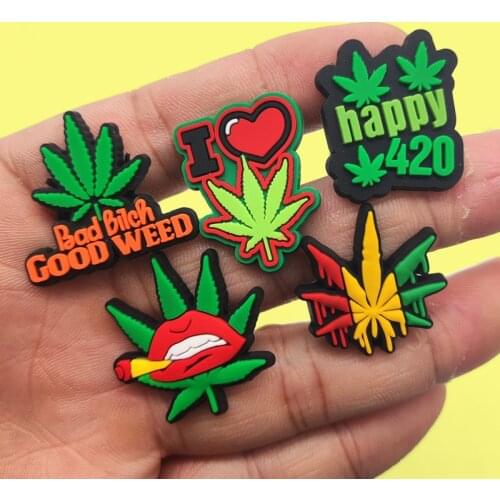 10Pcs Lucky Charm Shoes Accessories Lovely 420 Leaves Croc Jibz Bracelet Pendant Friends Party Gift