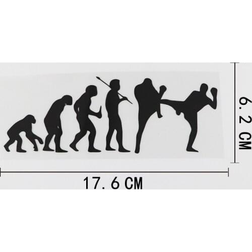 17.6CMX6.2CM Creative Kickboxing Evolution Decal Vinyl Car Sticker Black/Silver 8A-0599