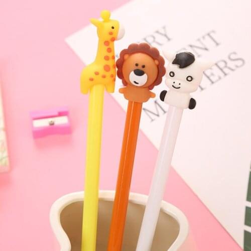 2Pcs/Set 2021 Cartoon Animal Kawaii Gel Pen Creative Student Writing Test Pen Cute Office Stationery Sign Pen Gifts Craft Gift