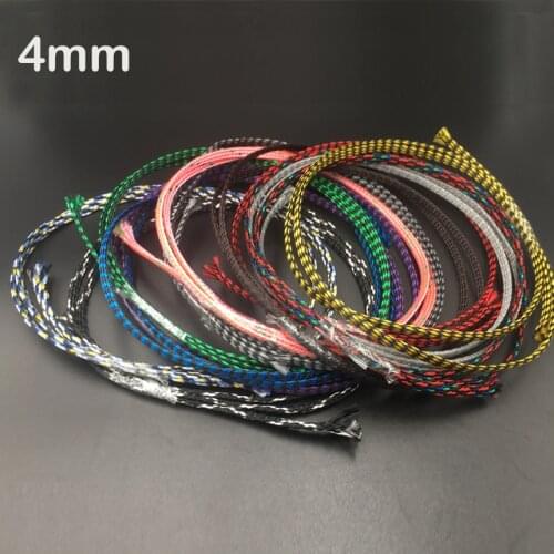 4mm Blue Red Yellow Green Gray Brown Purple Soft Cotton yarn Braid PP+PET Nylon Expandable Wire Protect Sheath Cable Sleeve