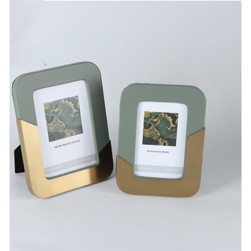 6/7 Inch High Grade Light Luxury Metal Leather Photo Frame Living Room Ornaments