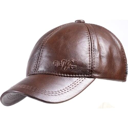Womens Mens Genuine Leather Unisex Thin Lining Cowhide Adjustable Baseball Army Golf Caps/Hats