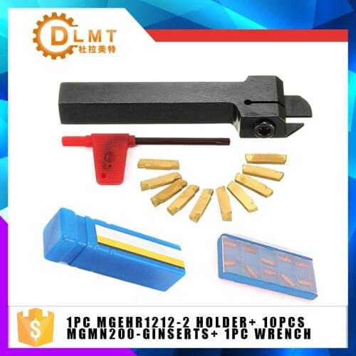 1pcs MGEHR1212-2 Lathe Turning Tool Holder Boring Bar + 10pcs MGMN200-G Carbide Inserts Blades + 1pcs Wrench