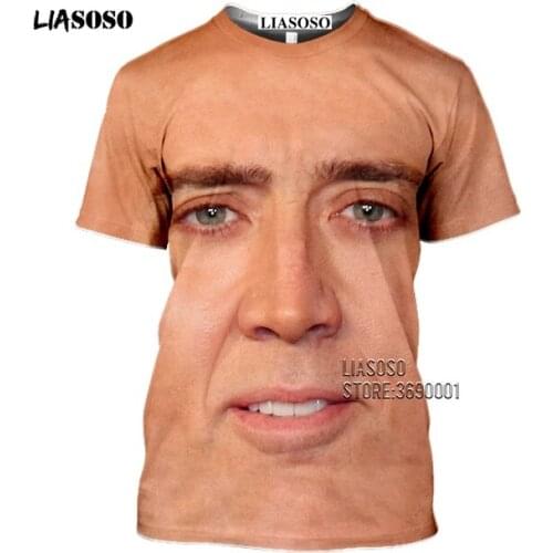 LIASOSO Funny Actor Nicolas Cage Women Mens T-shirt 3D Printed T Shirt Casual Summer Tee Harajuku Kawaii Clothing