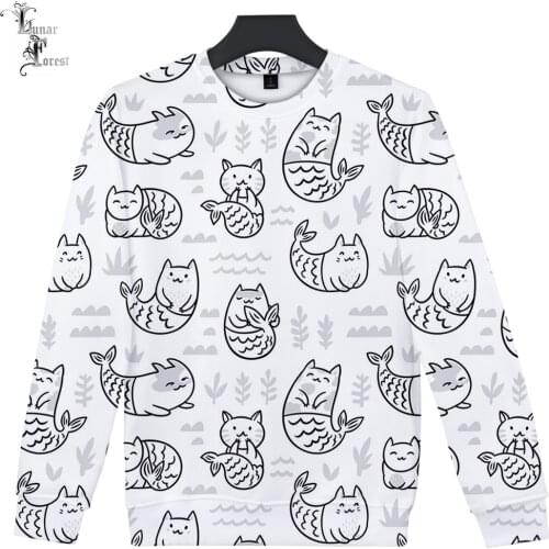 Cute Marine Animals 3D Printing T-shirt Fashion Round Neck Long Sleeve Popular Streetwear Plus Size