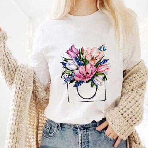 Aesthetic flower Women Tshirt 2021 Hot New fashion T Harajuku O-neck Lady tshirt Short Sleeve T shirt Summer t-shirt women
